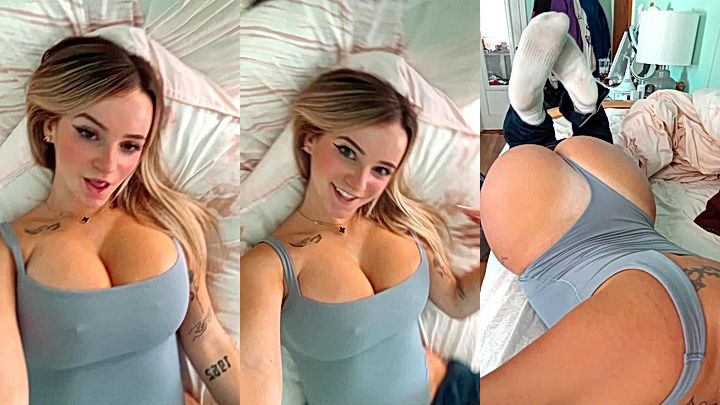 Big Boobs american girl teasing on bed leaked clip