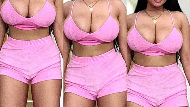 AudryAdames Teasing her Big Tits in Pink Dress leaked clip