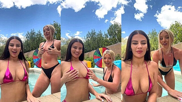 Charlotte Parkes her Lesbian friend teasing pool video leaked