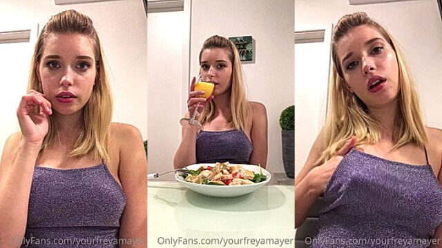 Freya Mayer teasing breakfast leaked onlyfans video