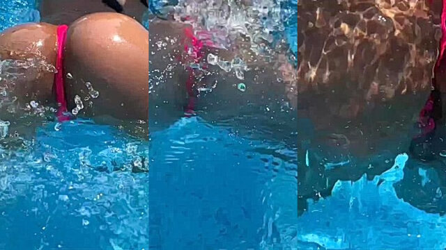 Ginasavagex shaking her big booty in the swimming pool leaked