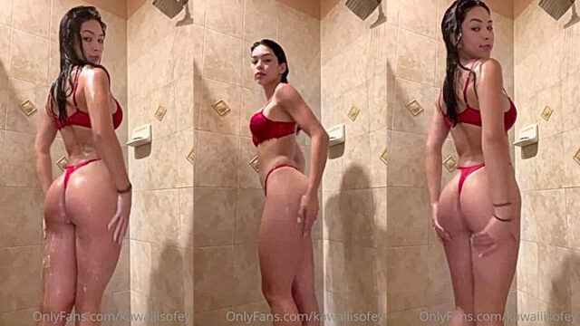 Bathroom shower leaked video of small tits Aishah Sofey