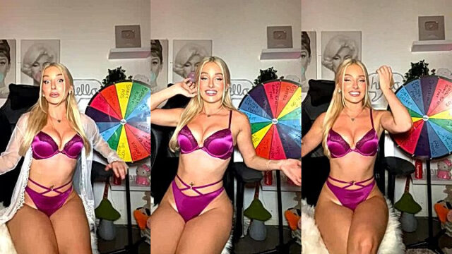 Blonde Charlotte Parkes shwoing her big ass to her fans online leaked video