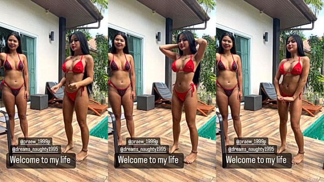 Hot two thai girls dancing poolside Praewasian video leaked