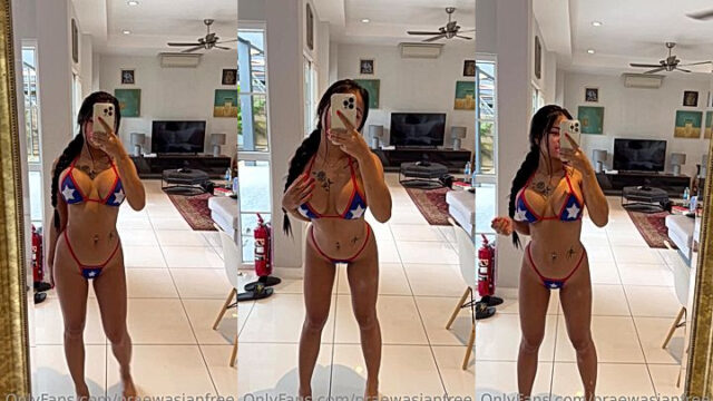 Perky thai slut Praewasiantits shaking in front of mirror