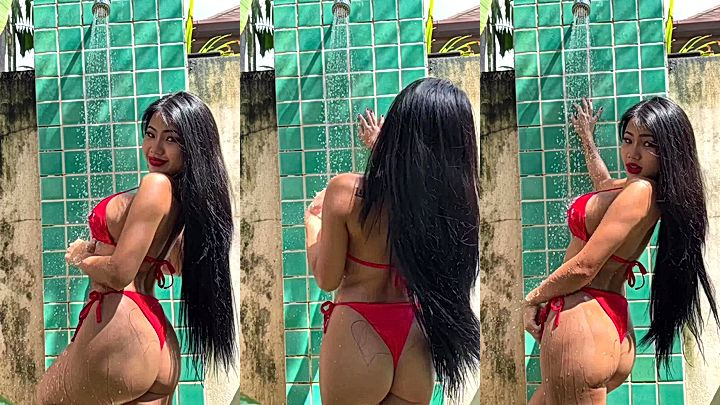 Hot thai girl teasing under shower Praewasian leaks