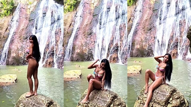 Sexy thai girl hot waterfall video Praewasian leaks