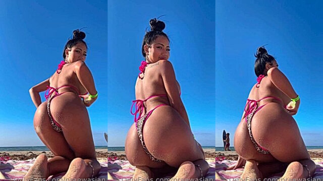 Sexy thai girl showing her back in sand Praewasian leaks