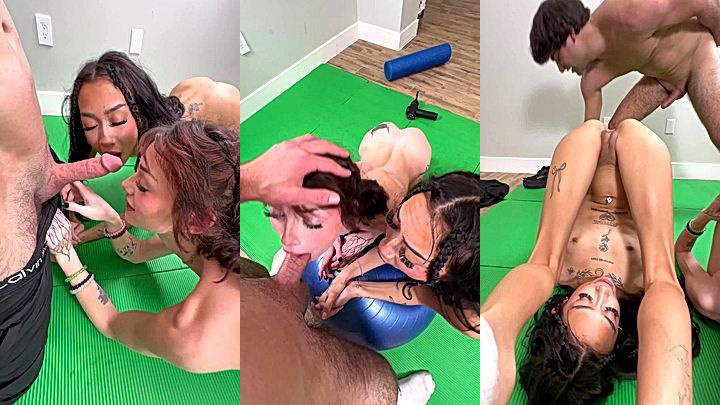 Hot threesome porn with gym trainer Shrooms Q leaks