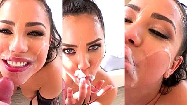 Hot babe swallowing cum after blowjob Alina Lopez leaks