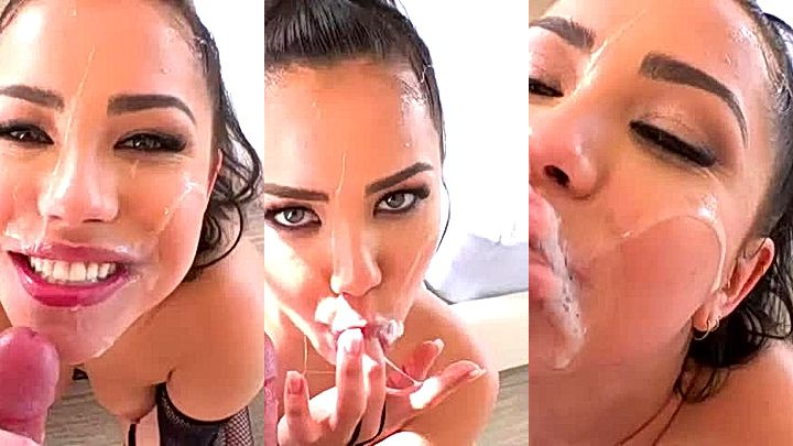 Hot babe swallowing cum after blowjob Alina Lopez leaks
