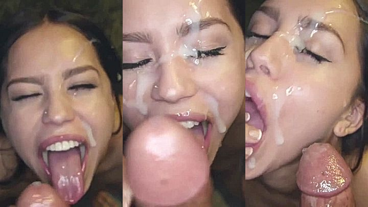 sexy girl getting cum on face after blowjob Alina Lopez leaks