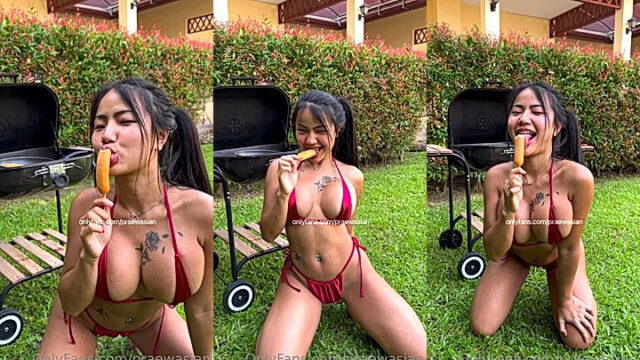 Hot thai girl teasing with lollipop Praewasian leaks