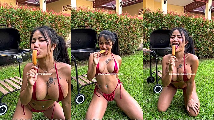 Hot thai girl teasing with lollipop Praewasian leaks