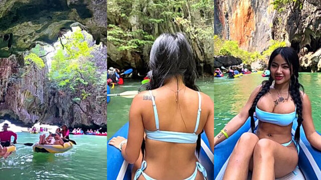 Hot thai girl enjoy in water caves Praewasian leaks