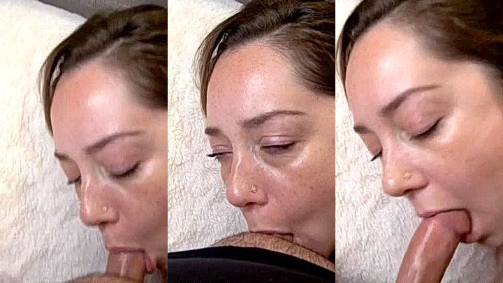 Remy LaCroix enjoying hot blowjob fun on bed leaks