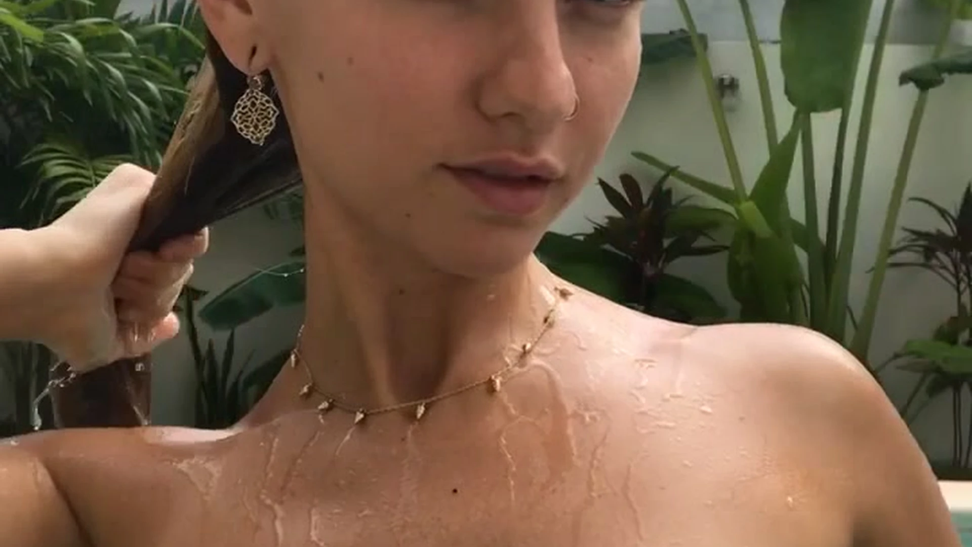 nasty model Lily Ivy swim and shows her clean big titties