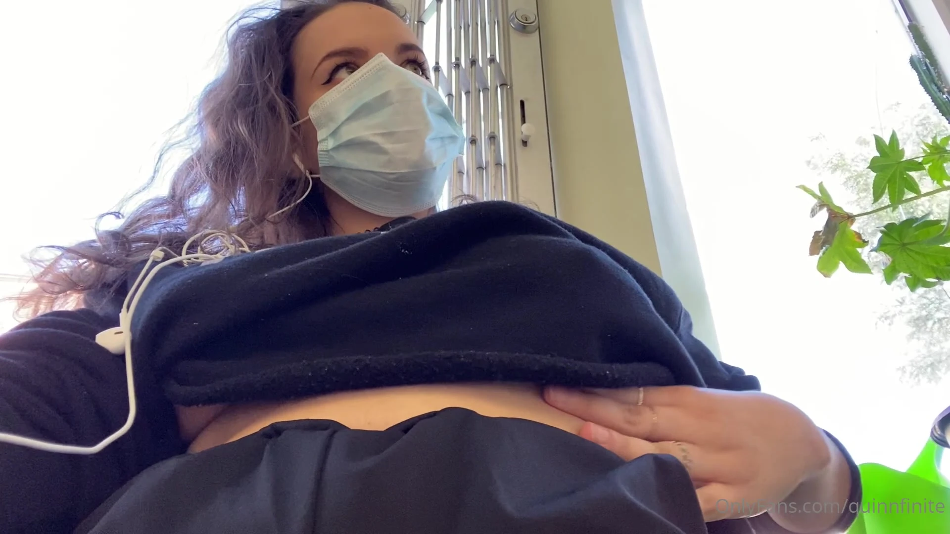 naughty girl QuinnFinite titty tease in public onlyfans leak