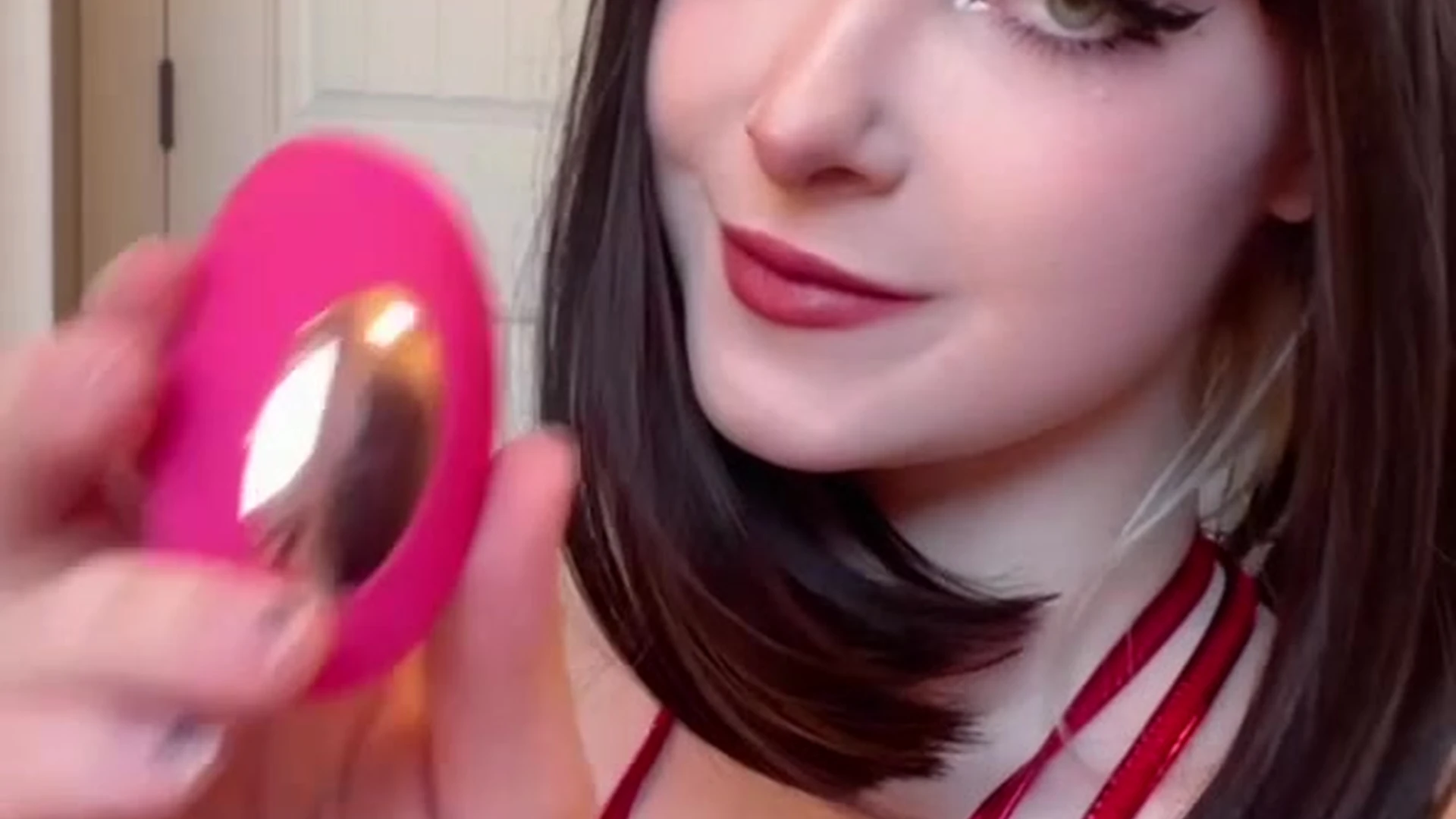 freaky whore Sneesnaw getting ready to shove her dildo into her ass