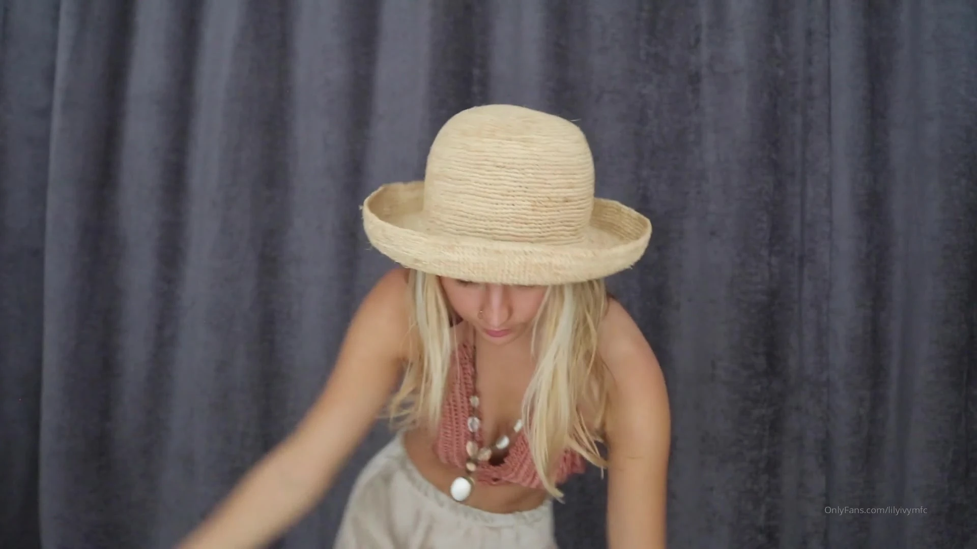 naughty onlyfans model Lily Ivy rubs her natural big tits naked