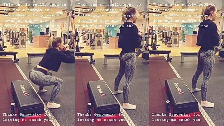 hot chick is showing her amazing body in the gym