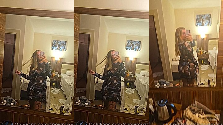 Snowmixy in her sexy transparent dress shows her amazing body leaked onlyfans video