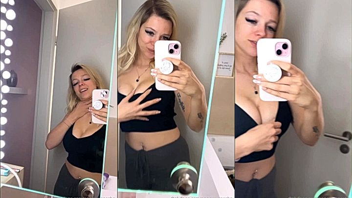 hot babe Anne Wünsche take a mirror video as she tease herslef