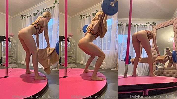 Bree Louise squats while showing off her amazing ass
