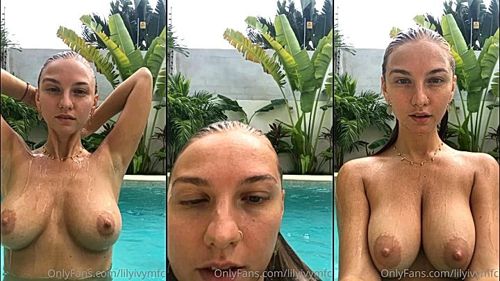 sexy hot model Lily Ivy flaunt her big boobs in the pool