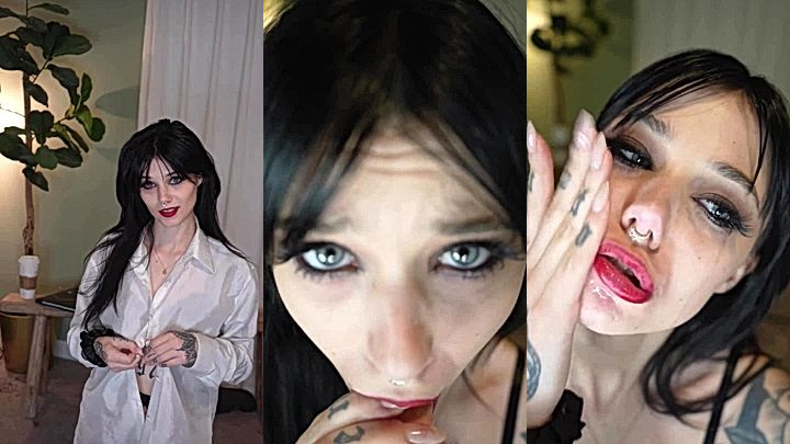 bad bitch Nonsalemwitch sluking a dildo in big dress