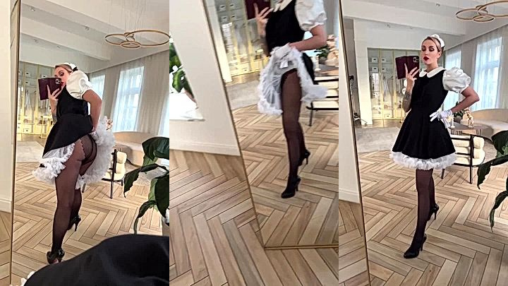 onlyfans sexy model Lera Himera do mirror video in a gown