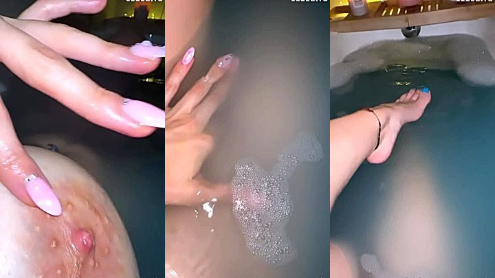 nasty babe  taking a video of her touching her big tits want to take a bath with her