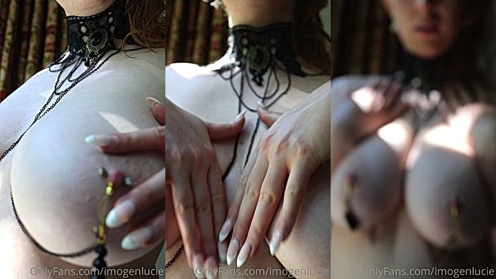 sexy onlyfans model Imogen Lucie rubs her big boobs