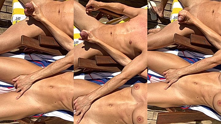 naked MySweetApple and boyfriend touching and fingering in the beach