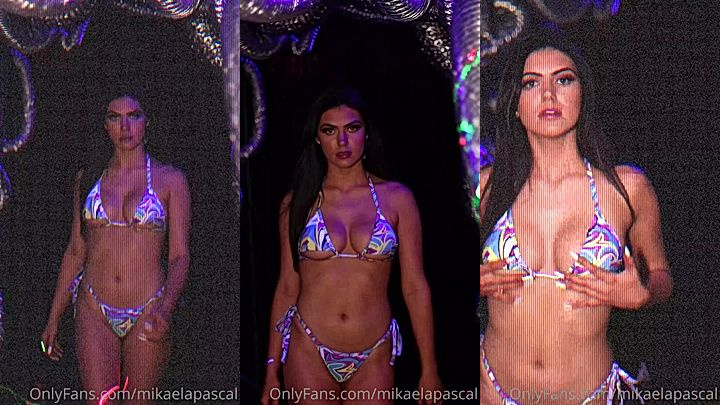 model Mikaela Pascal rubs her ass slowly in bikini