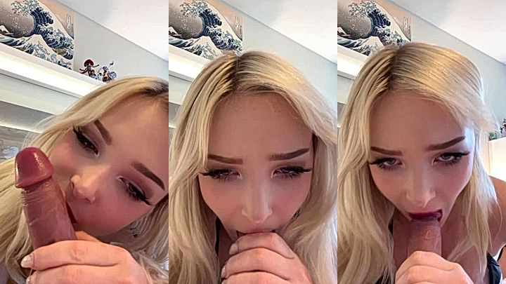 sexy onlyfans blond bitch Sneesnaw sucks big dildo slowly