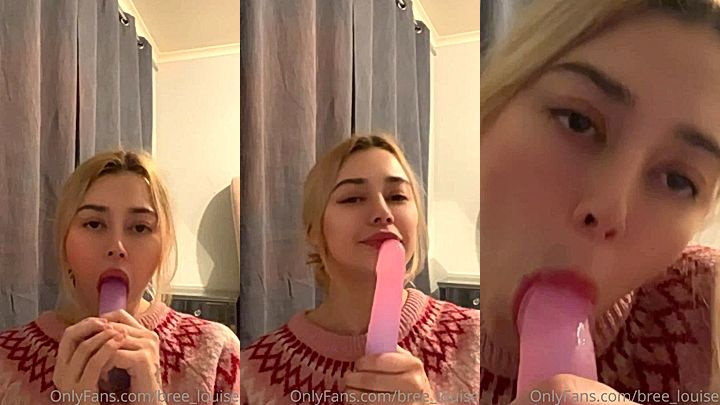 sexy model Bree Louise deethroat huge dildo, she almost throw up