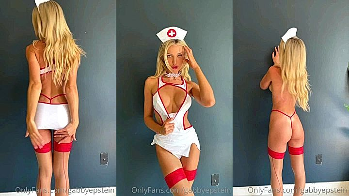 horny Gabby Epstein misbehaving in her nurse costume