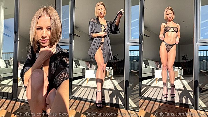 leaked video of sexy model Miss_Dxxx took off her pyjamas and shows her tits and curves in heels