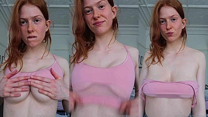 british onlyfans model Imogen Lucie rubs her big natural boobs