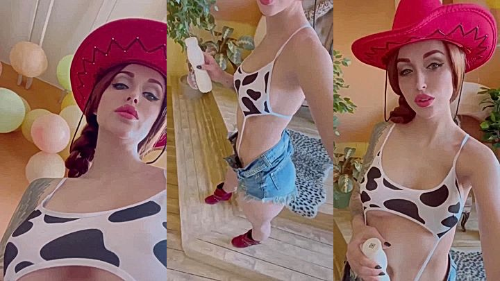 naughty onlyfans model Lera Himera wears a cow lingerie