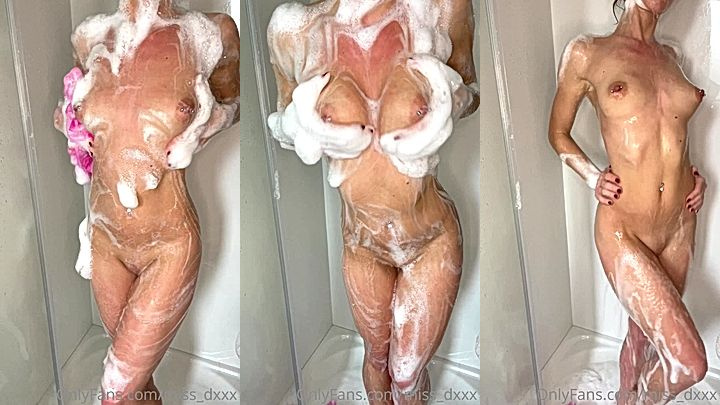 sexy model rubs her soapy titties hard in the shower video, Miss_Dxxx leaked video