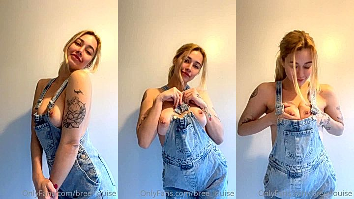 sexy slut Bree Louise big boobs jiggle as she touches herself