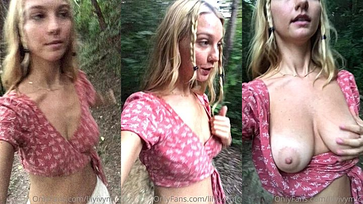 hot freaky model Lily Ivy plays with her juicy big boobs