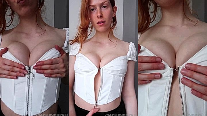 nasty onlyfans bad babe Imogen Lucie grabs her huge busty boobs