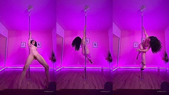 leaked vieo of sexy nasty freak Mama Fiona sweet boobs jiggle as she plays with the pole