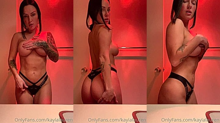 naughty sexy babe Kayla Lauren fondles her big tits hard