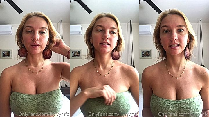 onlyfans sexy babe Lily Ivy rubs her big tits in lingerie