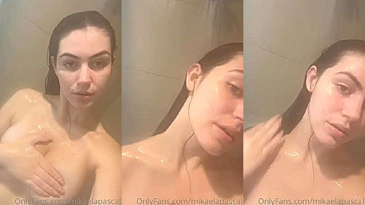 onlyfans model  Mikaela Pascal fondles huge tits in the shower
