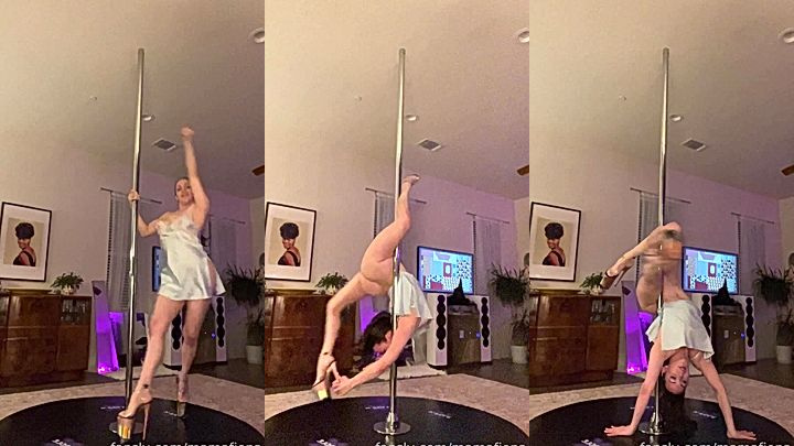 hot big booty model Mama Fiona thick thighs gripping the pole